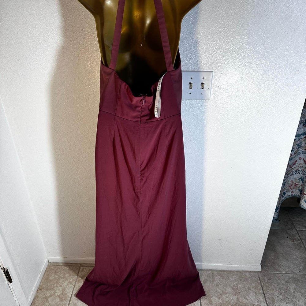 Azazie Galicia Mermaid High Neck Pleated Stretch Chiffon Leg Slit Dress‎ NWT 10 - Picture 5 of 16